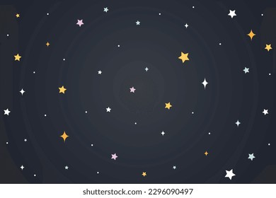 Sueño fondo con estrellas de luna y nubes, fondo de fantasía abstracto. Media luna, estrellas y nubes en el oscuro fondo del cielo nocturno.