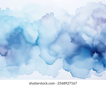 Beleza Dreamy arte de aquarela em tons de azul suave e violeta. Sensação de tranquilidade e serenidade, calma e fundo do vetor de inspiração. Composição colorida mistura tons delicados e texturas