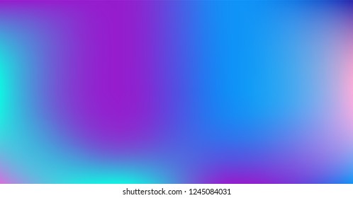 Dreamy Blue Purple Vibrant Gradient Vector Background. Sunrise, Sunset, Color Overlay, Sky, Water Neon Design Element. Luxury Trendy Holograph Defocused Texture. Digital Minimal Gradient Paper Teal 