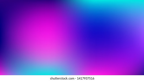 Dreamy Blue Purple Vibrant Gradient Vector Background. Neon Color Overlay, Sunrise, Sunset, Sky, Water Design Element. Trendy Unfocussed Dreamy Holograph Texture. Fluid Color Minimal Digital Gradient