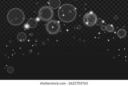 Effet flou rêveur avec des cercles transparents scintillants et des orbes douces et lumineuses sur fond damier dégradé foncé. Parfait pour les conceptions magiques, éthérées ou futuristes.