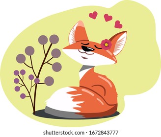 
dreamy cartoon fox, vector illustration