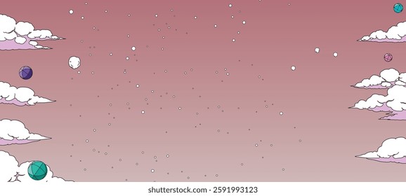 A dreamy celestial sky with a soft gradient of dusty pink, fading into a lighter hue