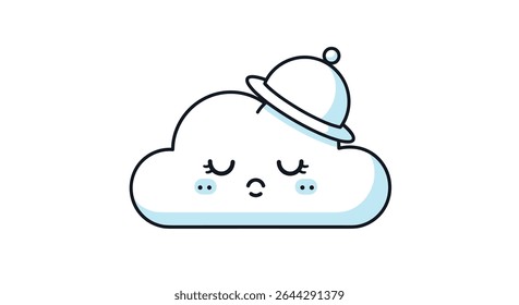 Dreamy Cloud in Bedtime Hat A Children's Illustration for Sleepy Time Fun