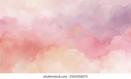 A dreamy cloudscape of soft pastel hues creates a calming and ethereal atmosphere for creative use.