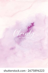 Dreamy cloudy sky watercolor background with hand-painted texture in soft pink tones. Ideal for design, greeting cards, wall art, digital paper, or dreamy and peaceful visual projects.