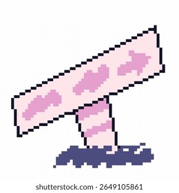 Dreamy color Wooden Sign ,Pixel Art Icon, Isolated