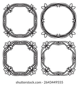 Dreamy e Dainty Vintage decorativo Floral Border Vetor Coleção
