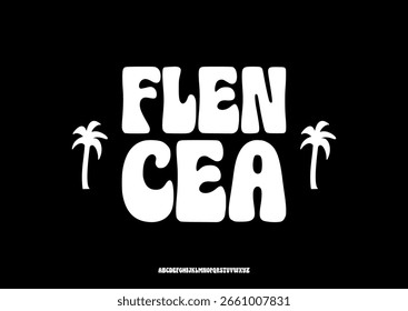 Tipografía de visualización de ensueño inspirada en el ritmo fluido de las mareas oceánicas y la calidez de una puesta de sol tropical