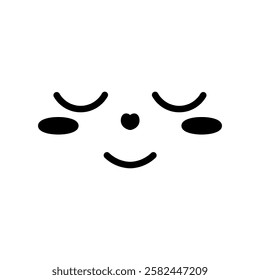 Dreamy facial expression. Face with thoughtful emotions. Smile, blush. Sketch. Vector illustration. Outline on isolated white background. Doodle style. Sleeping grimace. Idea for web design.