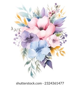 Dreamy Fairy Floral Arrangements in Watercolor - Soft Pastel Clipart