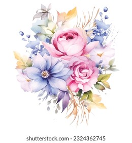 Dreamy Fairy Floral Arrangements in Watercolor - Soft Pastel Clipart