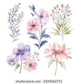 Dreamy Fairy Floral Arrangements in Watercolor - Soft Pastel Clipart