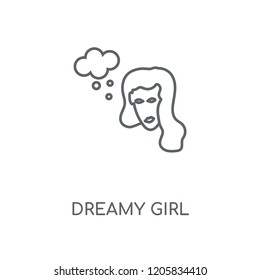 Dreamy girl linear icon. Dreamy girl concept stroke symbol design. Thin graphic elements vector illustration, outline pattern on a white background, eps 10.