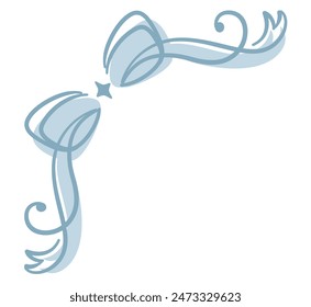 Dreamy and girly pastel color ribbon frame corner . Design element. Vector illustration.