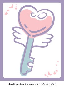 Dreamy and girly pastel colored key . Design element. Vector illustration.