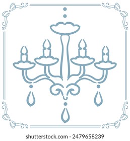 Dreamy and girly pastel tone chandelier illustration. Design element. Vector illustration.