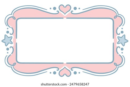 Dreamy and girly pastel tone frame with heart stars. Design element. Vector illustration.