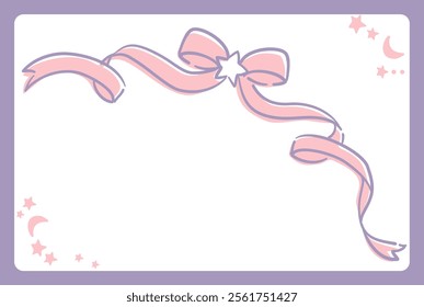 Dreamy and girly pastel tone frame with ribbon. Design element. Vector illustration.