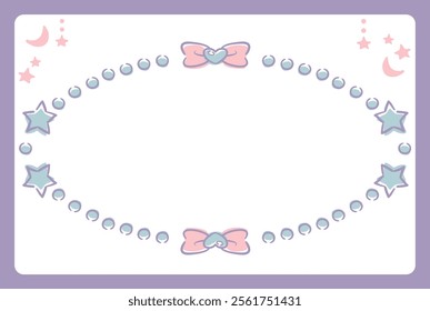 Dreamy and girly pastel tone frame with ribbon. Design element. Vector illustration.