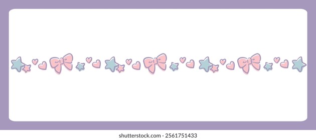 Dreamy and girly pastel tone frame with ribbon. Design element. Vector illustration.