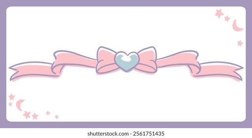 Dreamy and girly pastel tone frame with ribbon. Design element. Vector illustration.