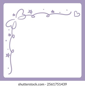 Dreamy and girly pastel tone frame with ribbon. Design element. Vector illustration.