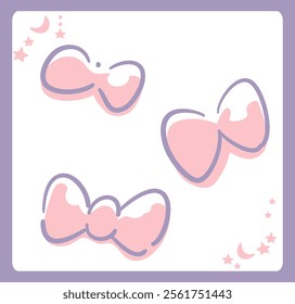 Dreamy and girly pastel tone frame with ribbon. Design element. Vector illustration.