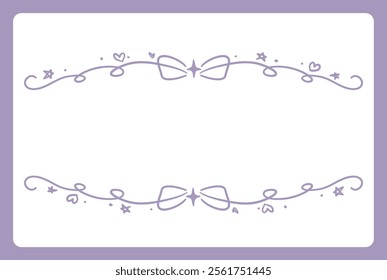 Dreamy and girly pastel tone frame with ribbon. Design element. Vector illustration.