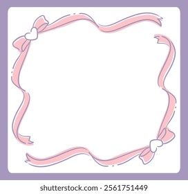 Dreamy and girly pastel tone frame with ribbon. Design element. Vector illustration.