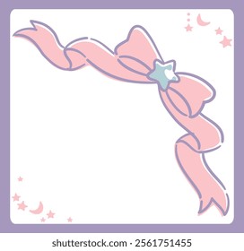 Dreamy and girly pastel tone frame with ribbon. Design element. Vector illustration.