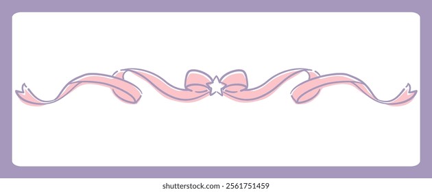 Dreamy and girly pastel tone frame with ribbon. Design element. Vector illustration.