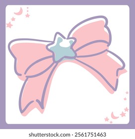 Dreamy and girly pastel tone frame with ribbon. Design element. Vector illustration.