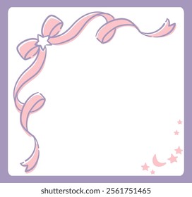 Dreamy and girly pastel tone frame with ribbon. Design element. Vector illustration.