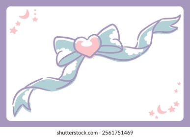 Dreamy and girly pastel tone frame with ribbon. Design element. Vector illustration.