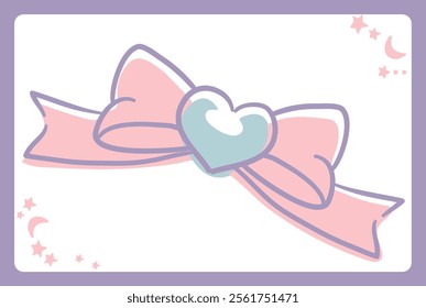 Dreamy and girly pastel tone frame with ribbon. Design element. Vector illustration.