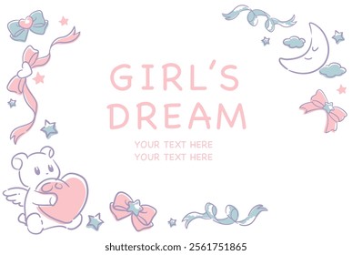 Dreamy, girly pastel tone frame. Vector illustration.