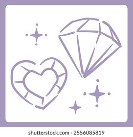 Dreamy and girly pastel tone jewels illustration. Design element. Vector illustration.