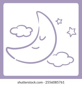 Dreamy and girly pastel tone moon illustration. Design element. Vector illustration.