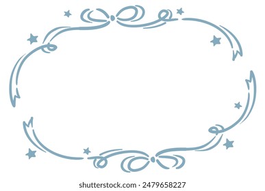 Dreamy and girly pastel tone ribbon frame with stars. Design element. Vector illustration.