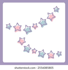 Dreamy and girly pastel tone stars illustration. Design element. Vector illustration.