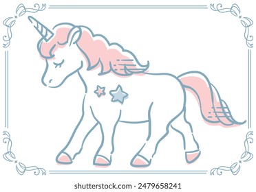 Dreamy and girly pastel tone unicorn illustration. Design element. Vector illustration.