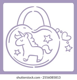 Dreamy and girly pastel tone unicorn bag illustration. Design element. Vector illustration.