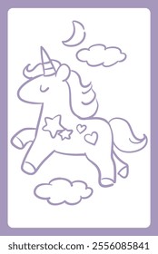 Dreamy and girly pastel tone unicorn illustration. Design element. Vector illustration.