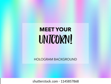 Dreamy Hologram Gradient Vector Background. Bright Trendy Tender Pearlescent Color Overlay. Vibrant Holographic Princess, Fairytale, Cute Girlie Background. Unicorn Fairy Tale Neon Hologram Gradient