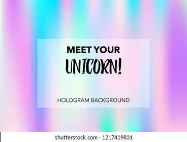 Dreamy Hologram Gradient Vector Background. Bright Trendy Tender Pearlescent Color Overlay. Vibrant Holographic Princess, Fairytale, Cute Girlie Background. Unicorn Fairy Tale Tech Hologram Gradient