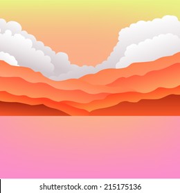 Dreamy Mountains and Sea Landscape in eps8