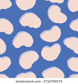 Patrón de Vector sin fisuras de Dreamy Organic Blobs. Textura De Puntos Irregulares Suaves. Azulejo de Formas de cielo mínimo 