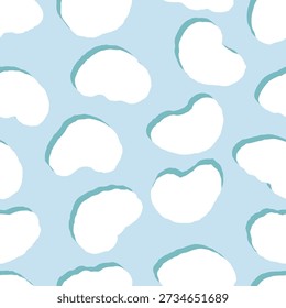 Dreamy Organic Blobs Seamless Vector Pattern. Gentle Irregular Dots Texture. Minimal Sky Shapes Tile 