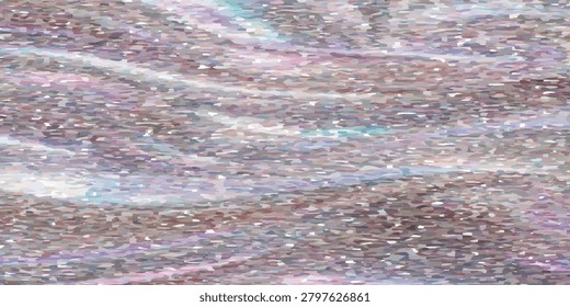 Dreamy pastel abstract texture featuring horizontal noise stripes, soft shimmer and mosaic-like pixel pattern. Calm, organic flow with muted colors evokes serenity, digital art, backgrounds and modern design uses.

